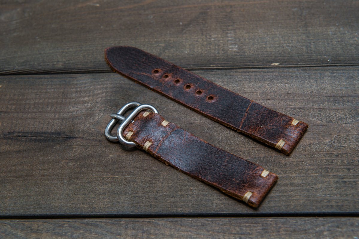 Vintage suede leather watch strap Crazy cow handmade in Finland