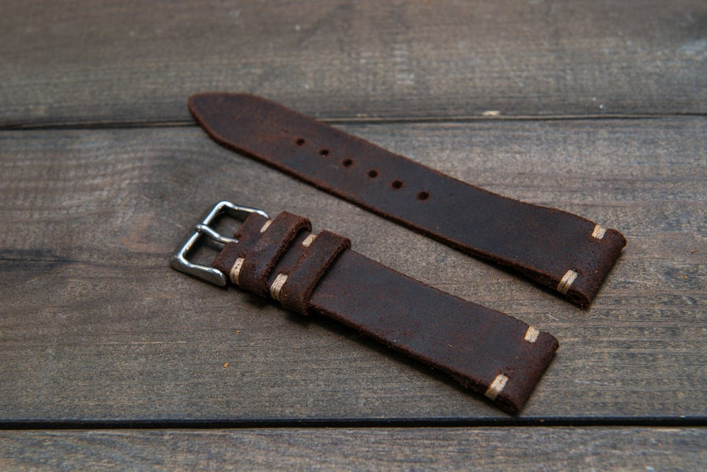 Vintage leather watch strap 18mm top