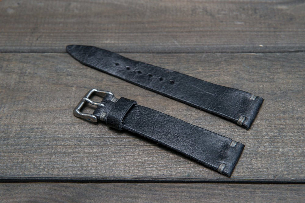 Suede vintage tapered leather watch strap handmade in Finland