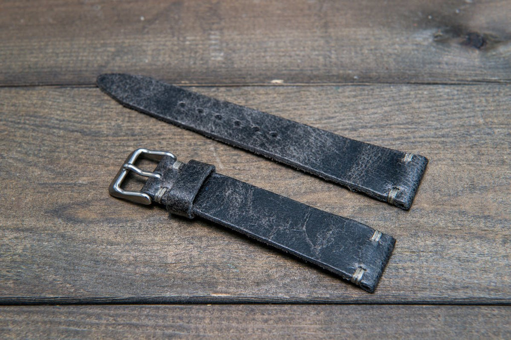 Suede vintage tapered leather watch strap handmade in Finland