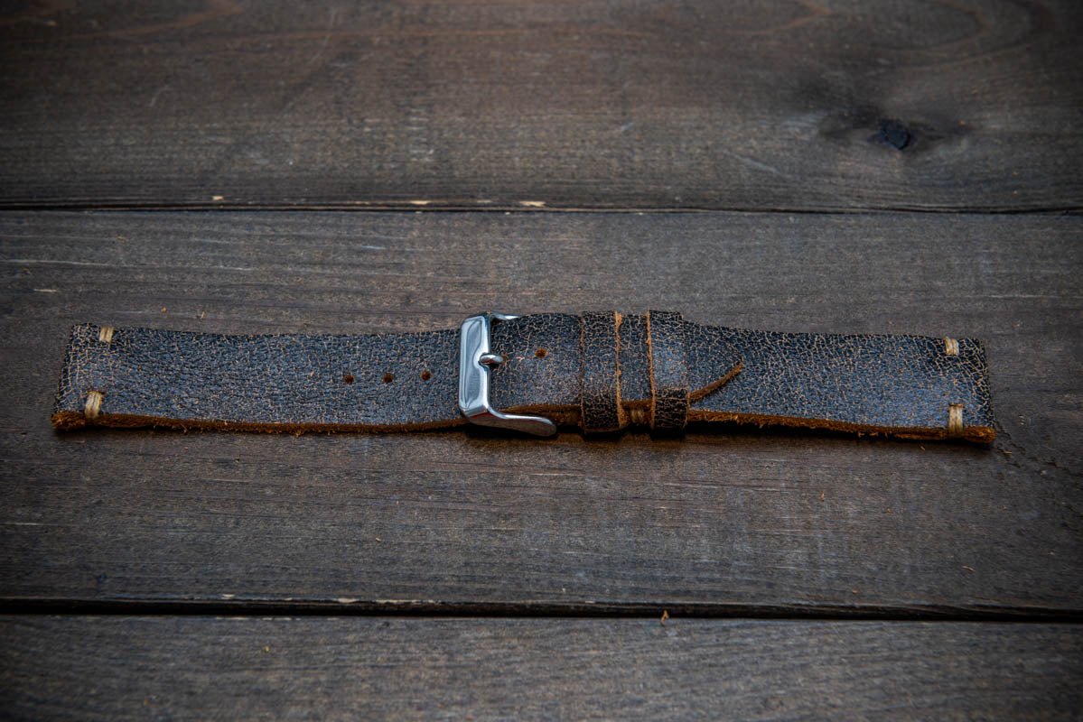 Vintage cracked leather watch strap Roadgrey 10 mm 26 mm