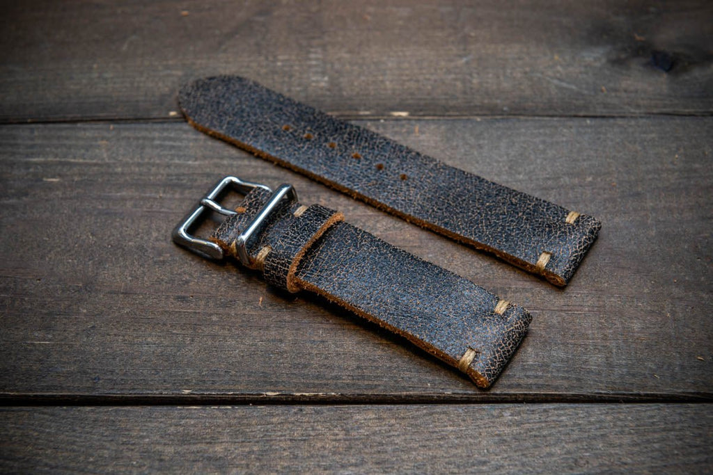 Vintage cracked leather watch strap Roadgrey 15 mm 26 mm