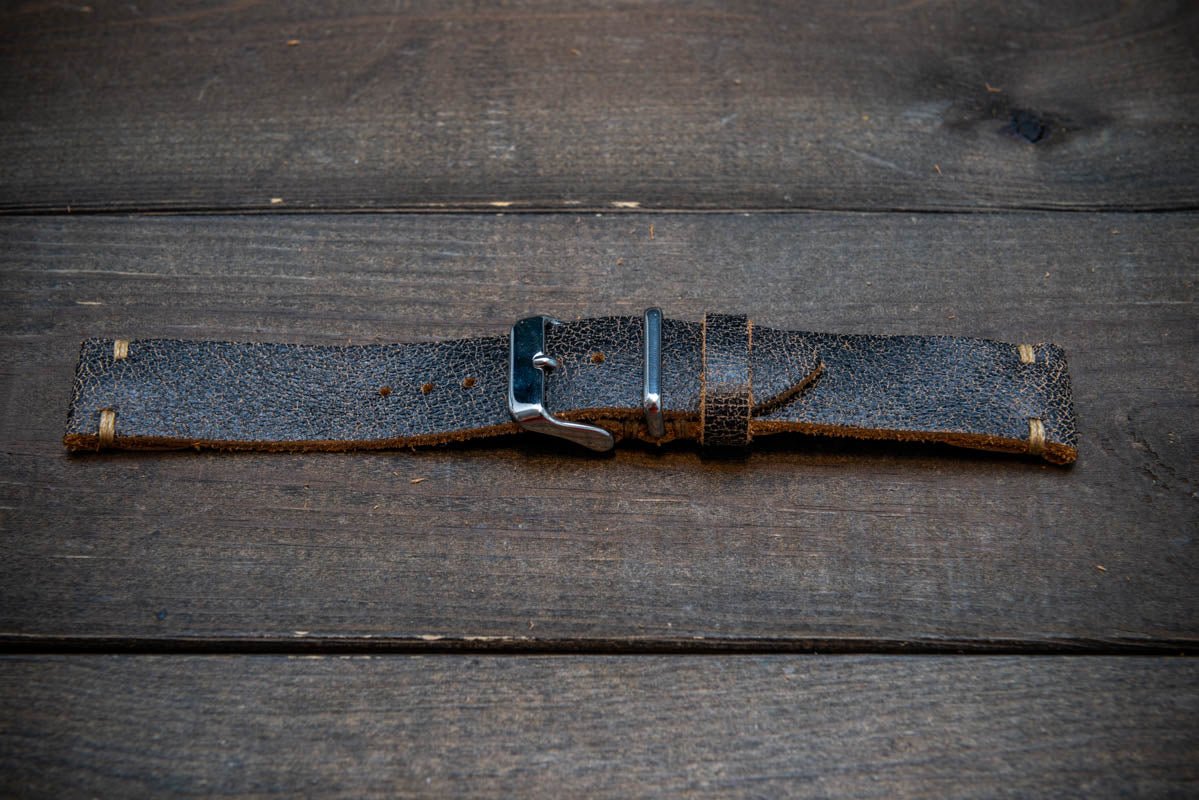 Vintage cracked leather watch strap Roadgrey 15 mm 26 mm