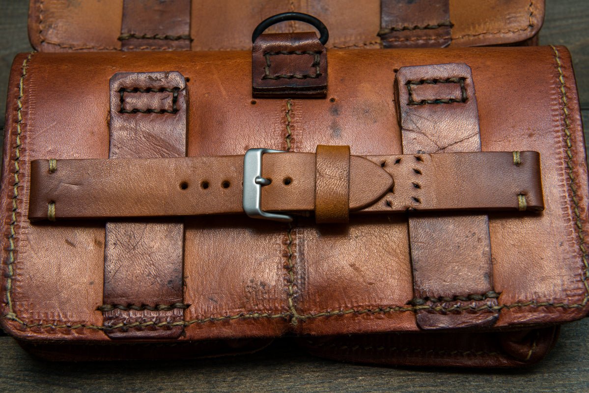 Vintage French Ammo Watch band thickness 3 4 mm made of ammo pouch dates back to 1950th 1960th