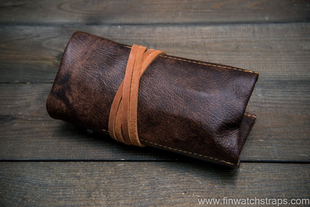 Handmade Leather Tobacco Pouch Dark Green Handcrafted Rolling