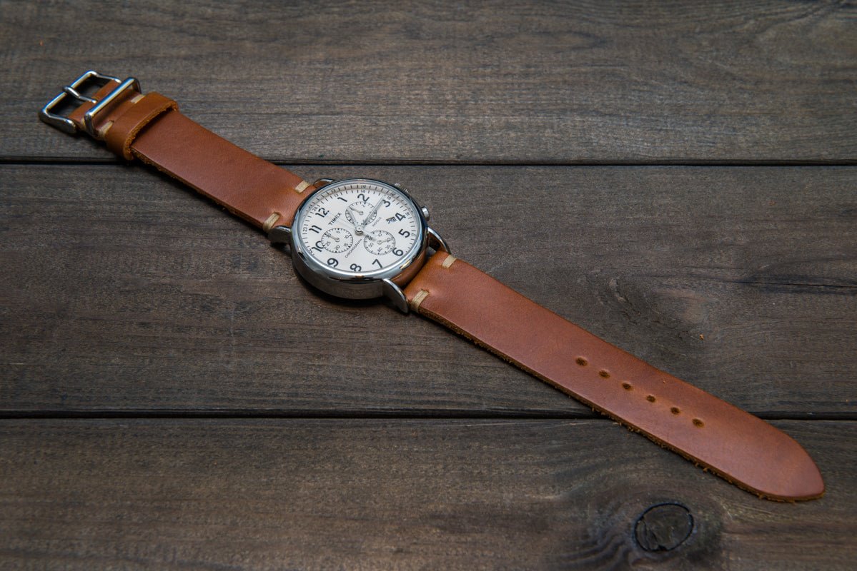 SunGold Cavalier leather watch strap,hand stitched,handmade in Finland