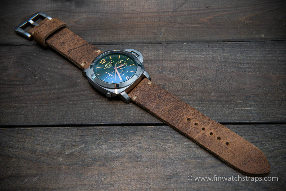 Wild African kudu leather watch strap. Handmade in Finland.